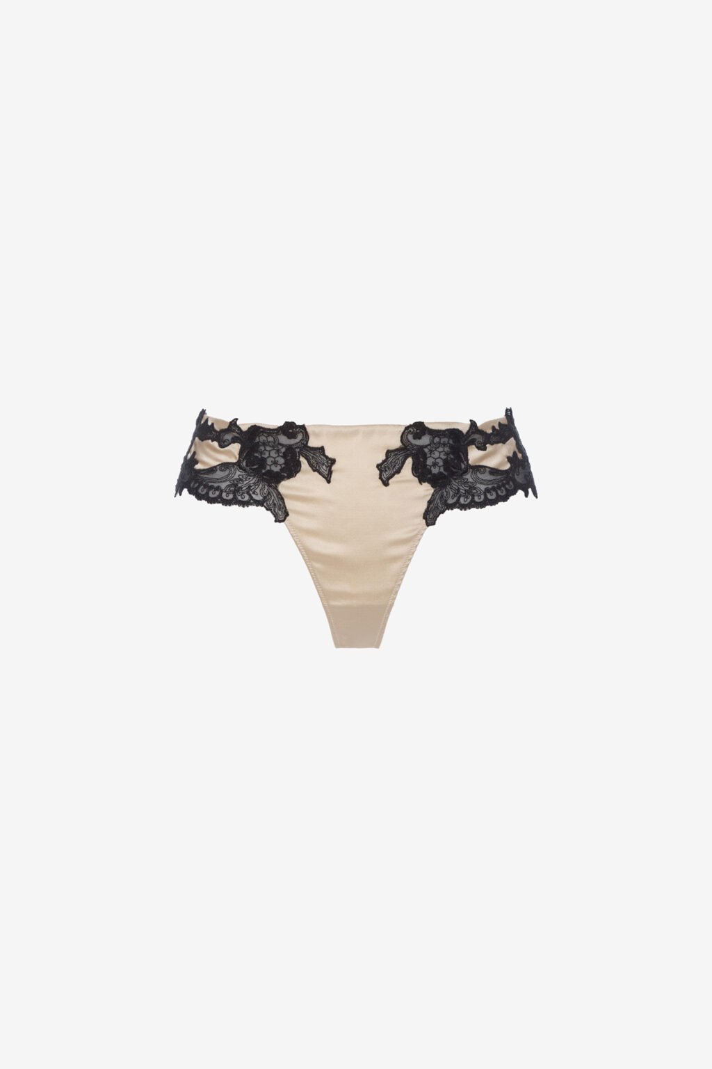 Embroidered Silk High Waist Thong